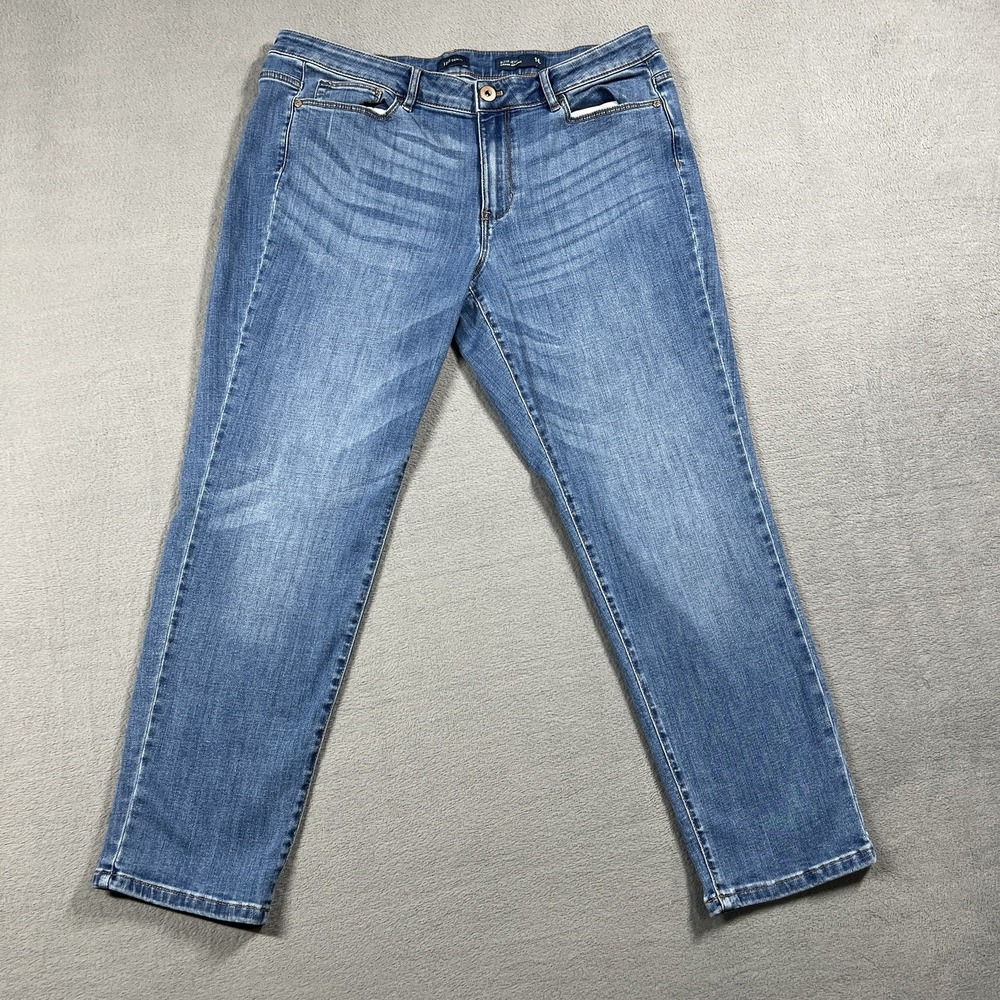 J Jill Jeans Womens 14P Blue Boyfriend Straight Ankle Mid Rise Stretch Denim